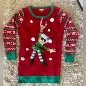 Kela Women’s Size Medium Cool Elf Ugly Christmas Sweater Jingle Bells Holiday